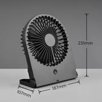 Breezy újratölthető asztali ventilátor, fekete, csendes