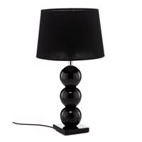 Fulda textil asztali lámpa, üvegdíszes, fekete