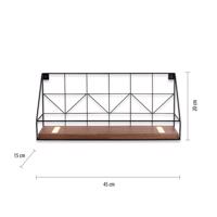 LED fali világítótábla fa polccal, 45x15cm