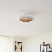 Lindby LED mennyezeti ventilátor Mamuti, fa színű, halk, 55 cm