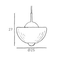 Lotus függőlámpa, átlátszó, Ø 25 cm, üveg, fúvott, szájjal fúvott