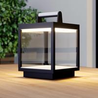 Lucande LED-es újratölthető asztali lámpa Cube, alumínium, USB, IP54,