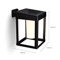 Philips LED-es napelemes fali lámpa Camill, fekete/fehér, 14 x 14 cm